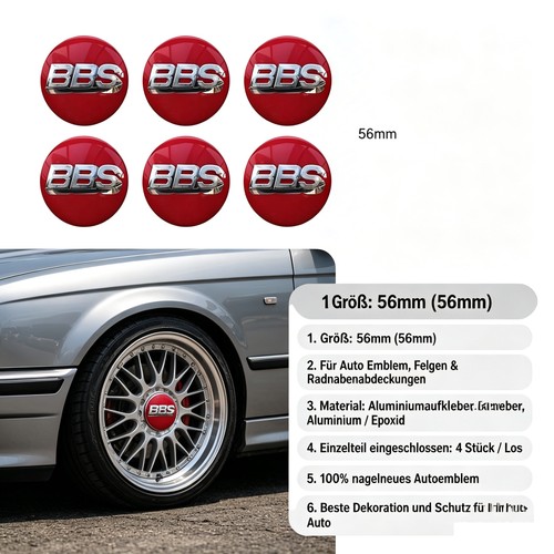 56mm silbrig rot bbs silikon - silbrig,
